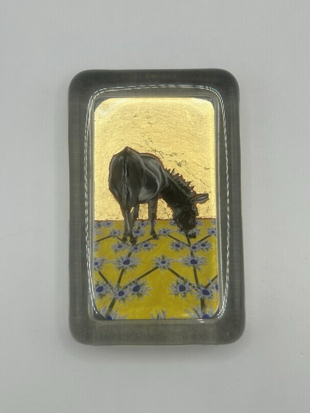 Walking Papers Studio Donkey Glass Paperweight “Homer” 2014 Signed Art Mule